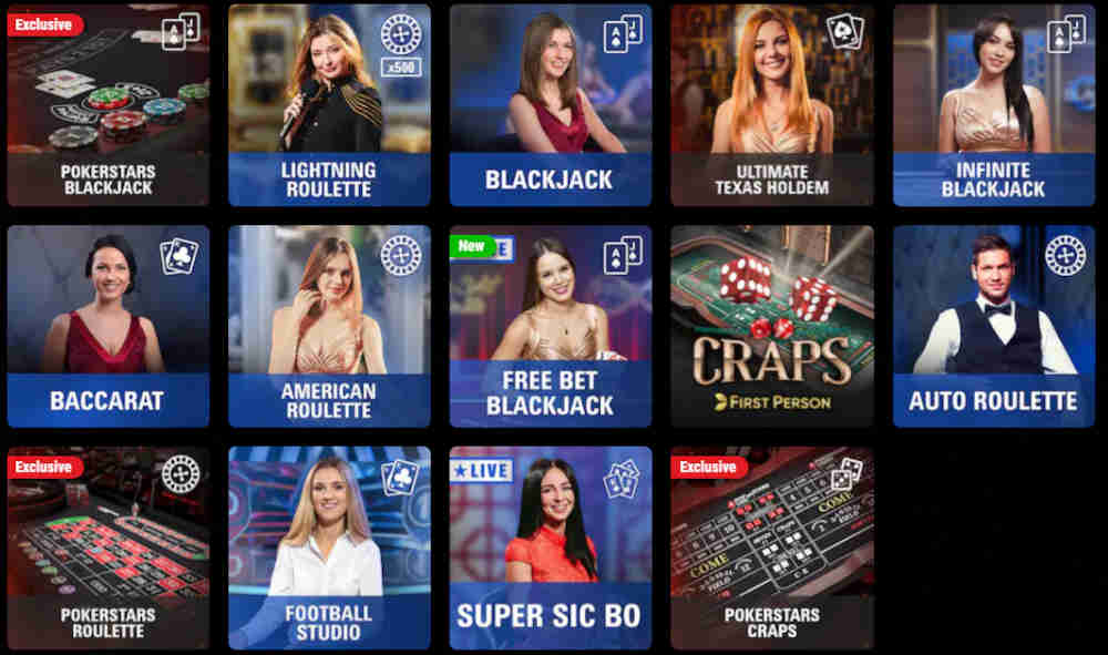PokerStars Casino live dealer lobby